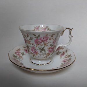 "Pink Brocade" Teacup & Saucer